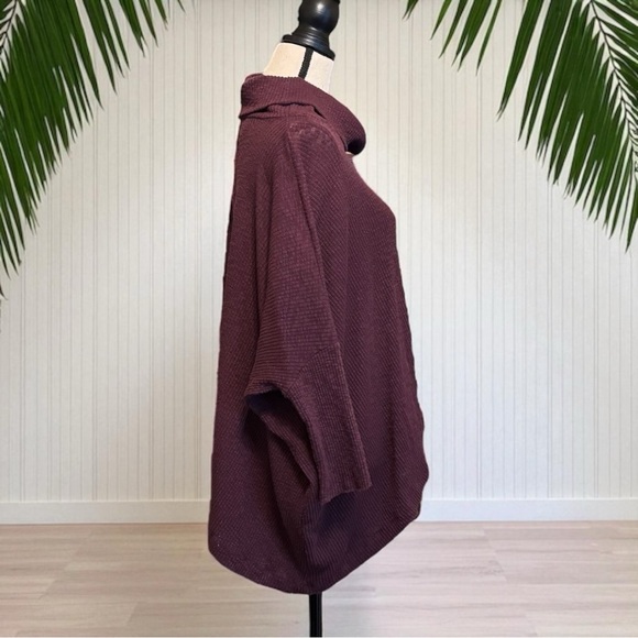 FP Beach | Free People Plum Split Back Cowl Neck Poncho Sweater - Size Large - Picture 3 of 15